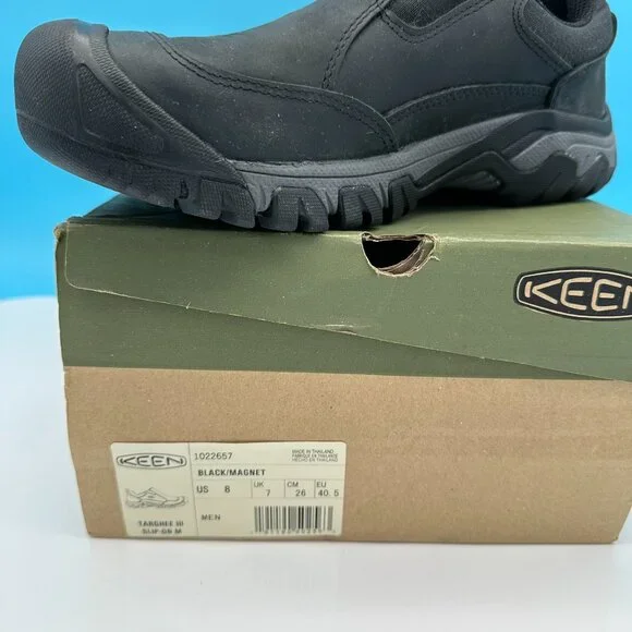 Keen Men's Targhee III‎ Slip On Leather Upper Hiking Shoes, Size 8, Black Magnet